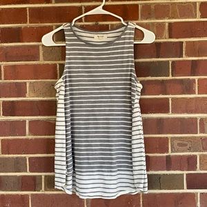 Madewell Gray and Cream Striped Tank